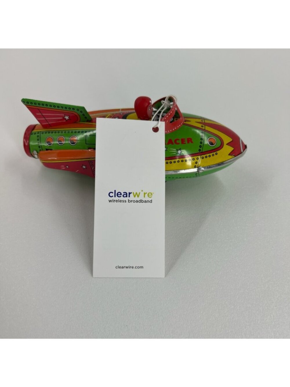Schylling Rocket Racer Tin Wind Up Toy with Box Clearwire Promo Space Ship Green - Picture 10 of 14